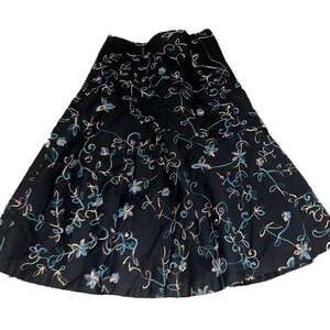 Vintage 12 Drawing Embroidered Bohemian Phoebe Buffay Flared Skirt